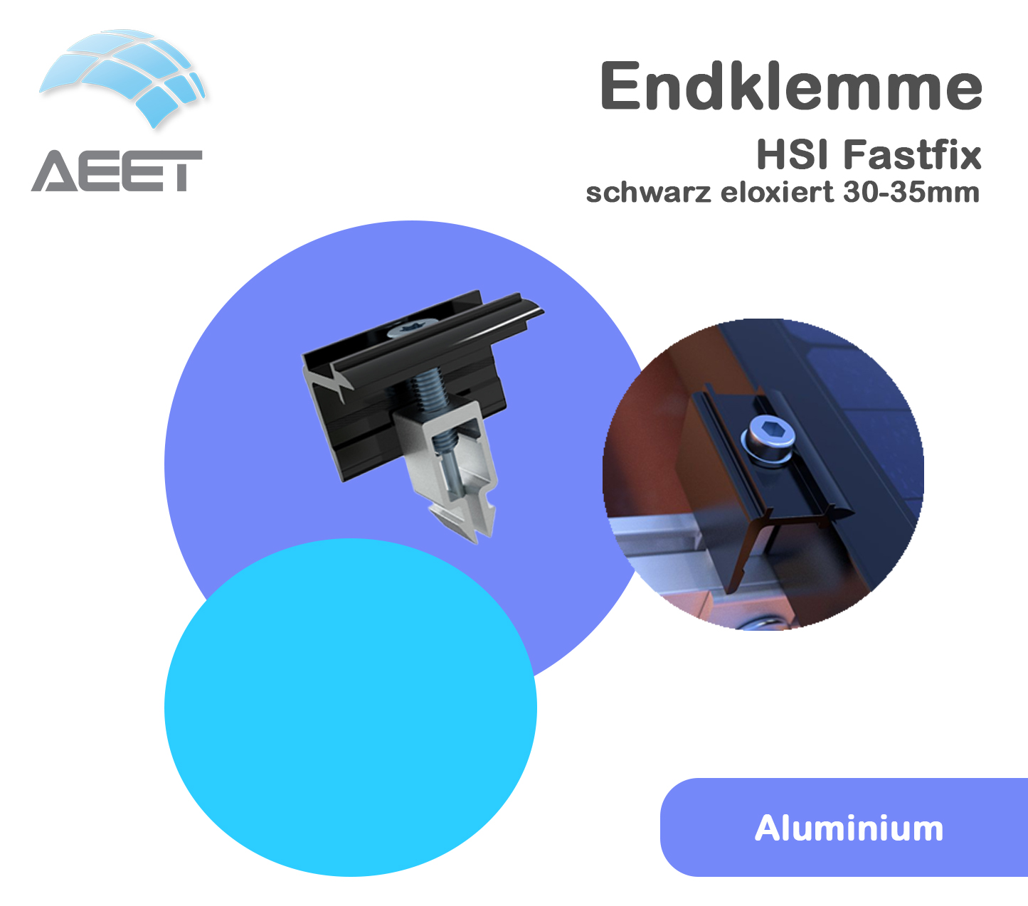 Endklemme HSI Fastfix Aluminium schwarz eloxiert 30-35 mm Endklemme HSI Fastfix Aluminium schwarz eloxiert 30-35 mm